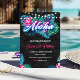 Aloha Tropical Neon Invitation Anniversaire