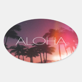 Aloha Tropical Night Ovaler Aufkleber