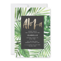 Aloha Tropical Palm & Gold Script Party Geburtstag
