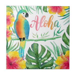Aloha Tropical Parrot Hibiskus Palm Fliese