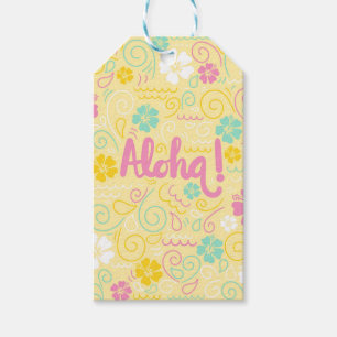 Aloha Tropical – Pastellfarbene Blumenparty zur Fe Geschenkanhänger