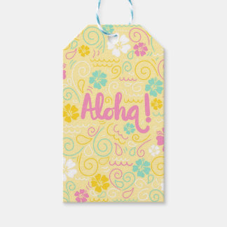 Aloha Tropical – Pastellfarbene Blumenparty zur Fe Geschenkanhänger