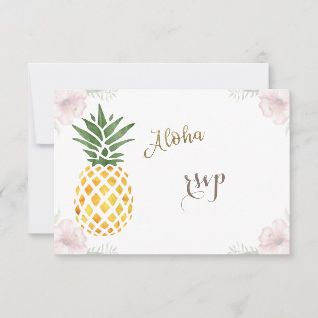 Aloha Tropical Pineapple Beach Wedding RSVP (Devant)