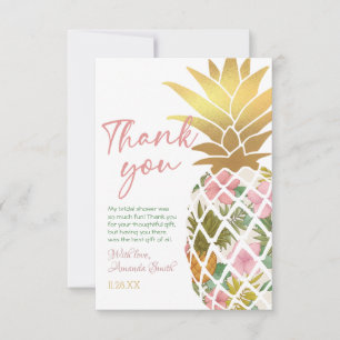Aloha Tropical Pineapse Gold Leaf Brautparty Dankeskarte