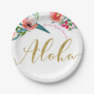 Aloha Tropical Summer Floral Brautparty Party Pappteller