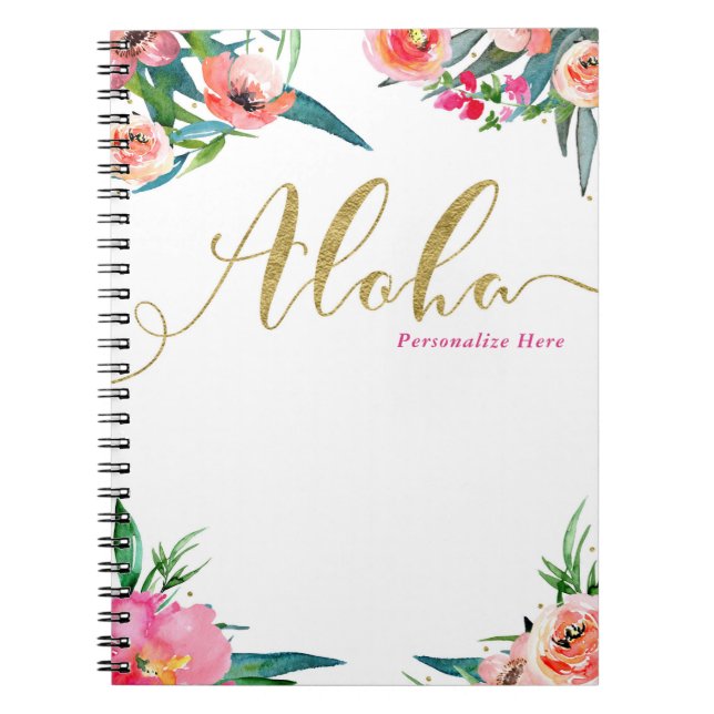 Aloha Tropical Summer Floral Modernes Aquarell Notizblock (Vorderseite)