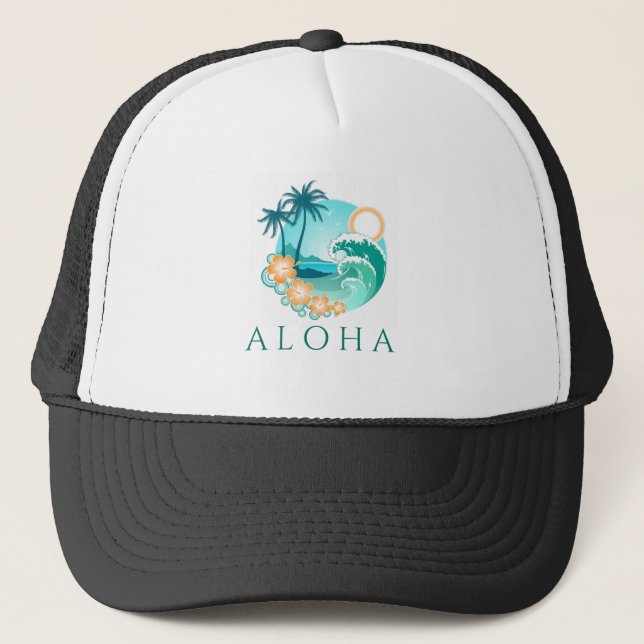 Aloha Tropical Truckerkappe (Vorderseite)