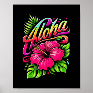 Aloha Tropische Blume Hawaii Urlaub Sommer Strand Poster