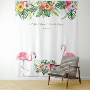 Aloha-Tropische Blumen Hochzeits-Fotoautomaten-Req Wandteppich