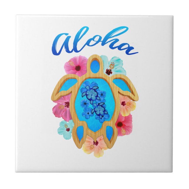Aloha tropische Honu Meeresschildkröte Fliese (Vorderseite)
