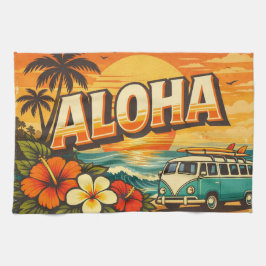 Aloha Tropische Insel Sonnenuntergang Kunstwerk Geschirrtuch