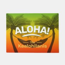 ALOHA Tropische Palme und Sonnenuntergang