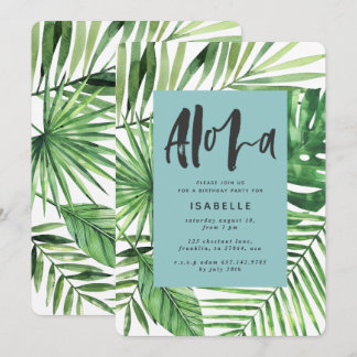 Aloha tropische Palmenblätter & Drehbücher aquamar Save The Date