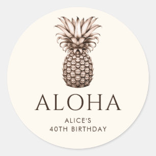 Aloha Tropisches Party mit Ananas Runder Aufkleber