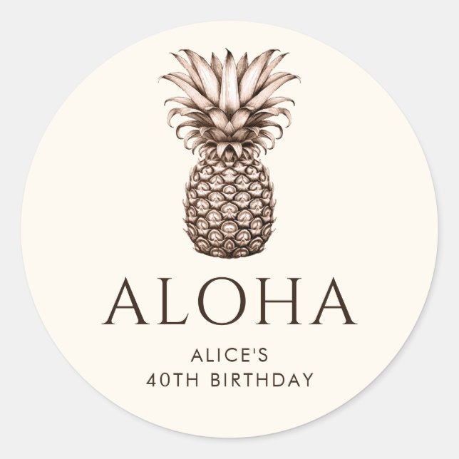 Aloha Tropisches Party mit Ananas Runder Aufkleber (Vorderseite)