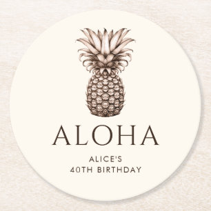 Aloha Tropisches Party mit Ananas Runder Pappuntersetzer