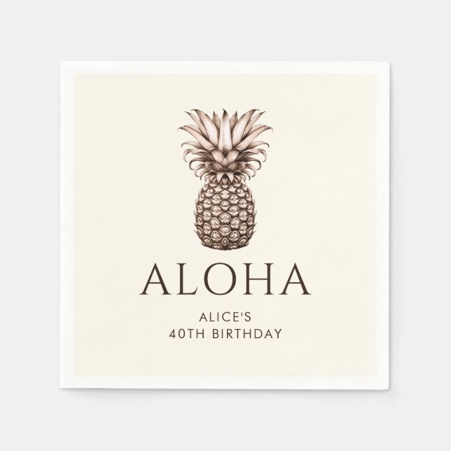 Aloha Tropisches Party mit Ananas Serviette (Vorderseite)