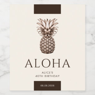 Aloha tropisches Party mit Vintagen Ananas Weinetikett
