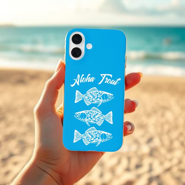 Aloha Trout-Blue Hawaiian iPhone 16 Plus Hülle (Aloha Trout Fisherman Trend Hawaiian Fish Beach Summer phone case light blue)