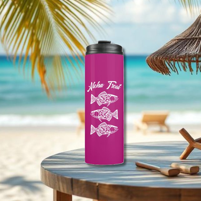 Aloha Trout-Hawaiian Pink Thermosbecher (Aloha Trout Fisherman Trend Hawaiian Fish Beach Summer Thermal Tumbler Dark Pink)