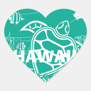 Aloha Turtle Herz-Aufkleber