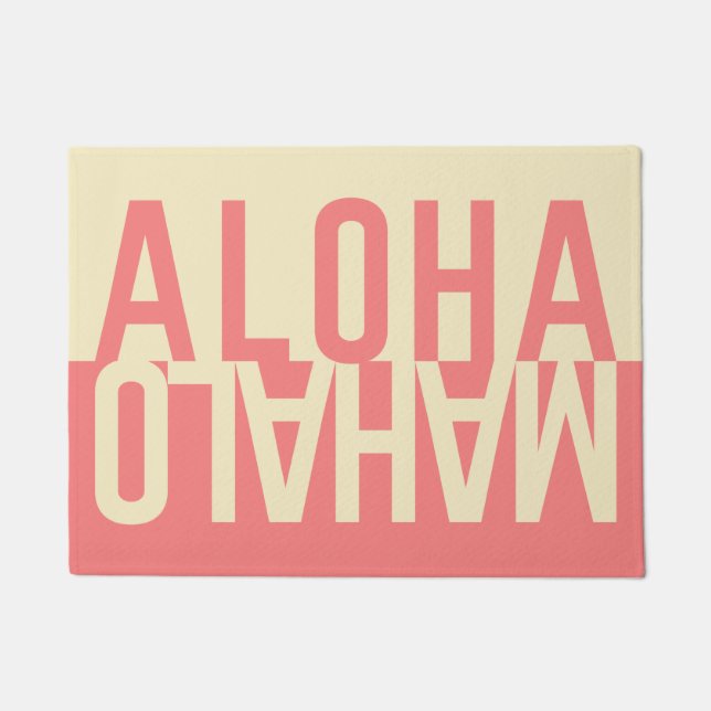 Aloha u. Mahalo (Hibiskus-Rosa) Fußmatte (Vorderseite)