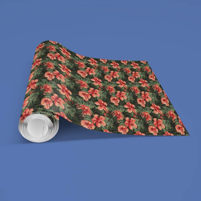 Aloha Ula Rotes Hibiskus-Blumenmuster Geschenkpapier (Von Creator hochgeladen)