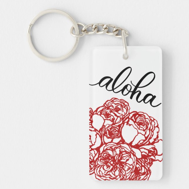 Aloha und Rosen-Schlüsselanhänger Schlüsselanhänger (Vorderseite)