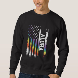 Aloha United Staaten Rainbow unter US-Flagge Sweatshirt