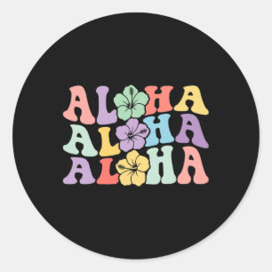 Aloha Vacation Hibiskus Flow Hawaiian Women Family Runder Aufkleber