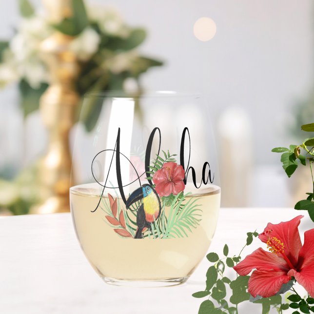 Aloha Vacation Retreat Keepake Weinglas Ohne Stiel (Aloha Vacation Retreat Keepsake Stemless Wine Glass)