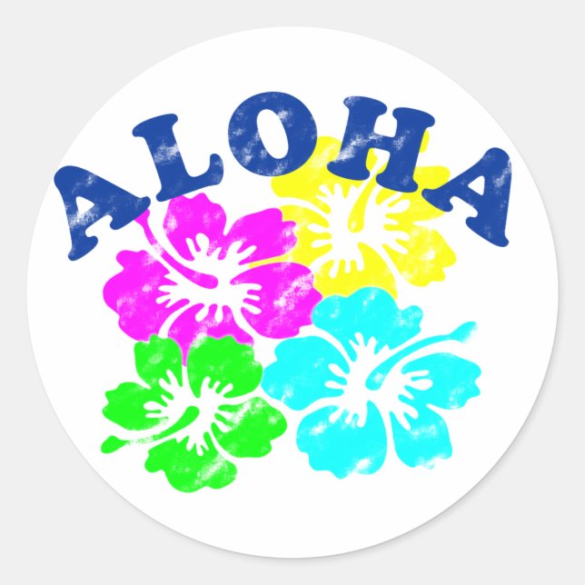 Aloha Vintag Classic Round Sticker Hawaiian (Vorderseite)