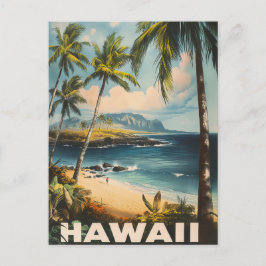 Aloha wartet auf einen Vintagen Hawaii Postkarte