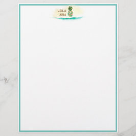 Aloha Watercolor Ananas Island Briefbogen