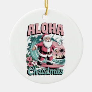 Aloha Weihnachten Hawaii Santa Surfen Tropisch Keramik Ornament