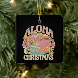 Aloha Weihnachten Surfen Santa Hawaiian Kalikimaka Keramikornament