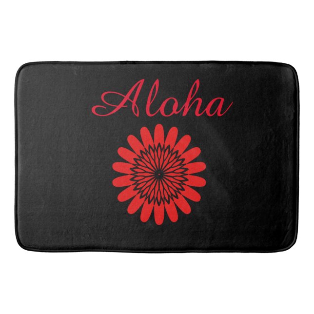 Aloha Welcome Tropical Hawaiian Floral Red Black Badematte (Vorderseite)