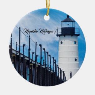 Along Manistee Keramik Ornament