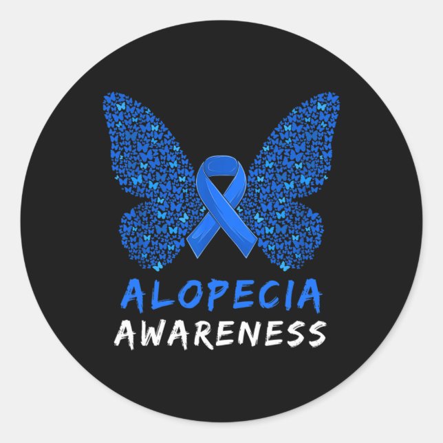 Alopecia Areata Awareness Month Blue Ribbon Runder Aufkleber (Vorderseite)