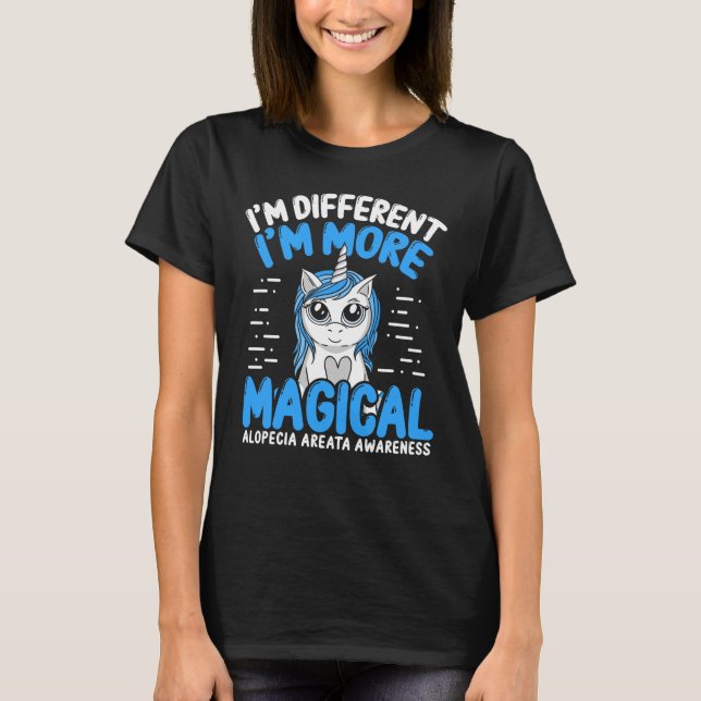Alopecia Areata Awareness Unicorn Blue Ribbon T-Shirt (Vorderseite)