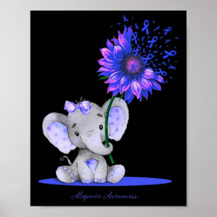 ALOPECIA AWARENESS Niedlich Elephant Sunflower Blu Poster