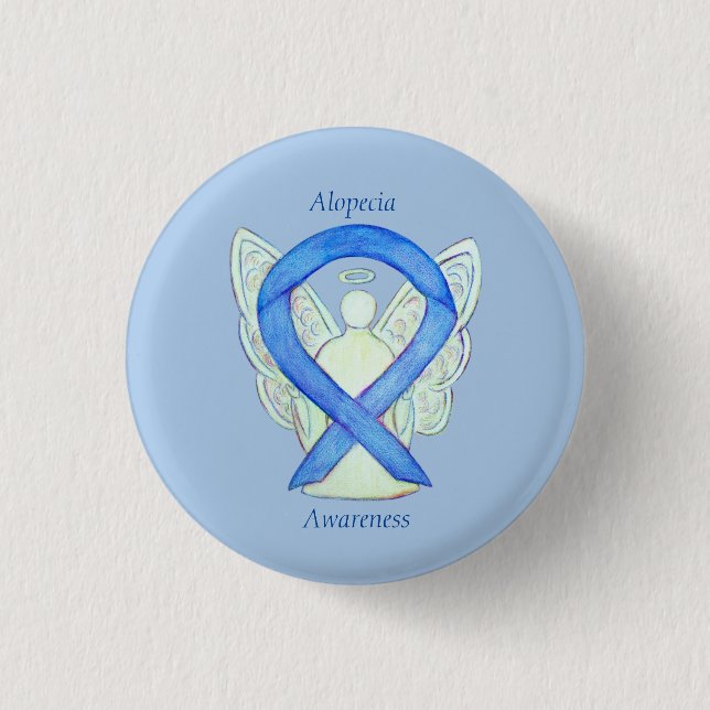 Alopecia Engel Awareness Blue Ribbon Custom Button (Vorderseite)