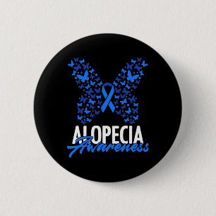 Alopezie Awareness Blue Ribbon Butterfly Alopezie Button