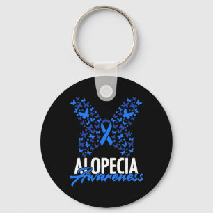 Alopezie Awareness Blue Ribbon Butterfly Alopezie Schlüsselanhänger