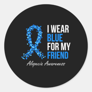 Alopezie Awareness Ich trage Blau für meinen Freun Runder Aufkleber