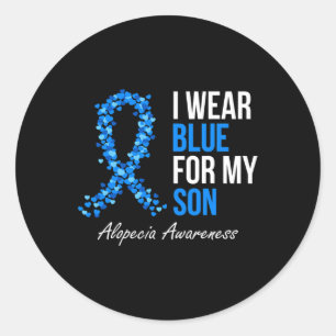 Alopezie Awareness Ich trage Blau für meinen Sohn Runder Aufkleber
