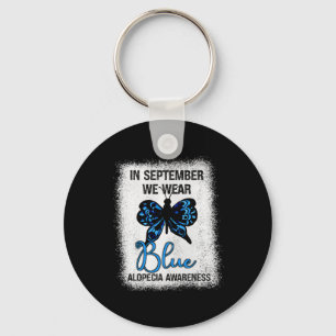 Alopezie Bewusstsein im September tragen wir Blue Schlüsselanhänger