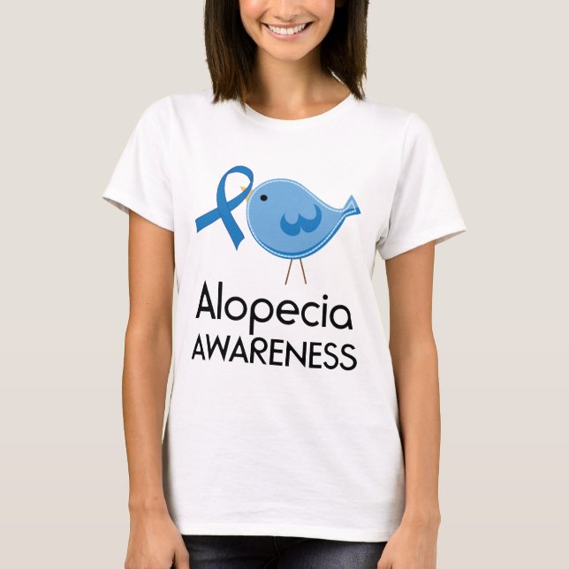 Alopezie-Bewusstseins-Bandblauvogel T-Shirt (Vorderseite)