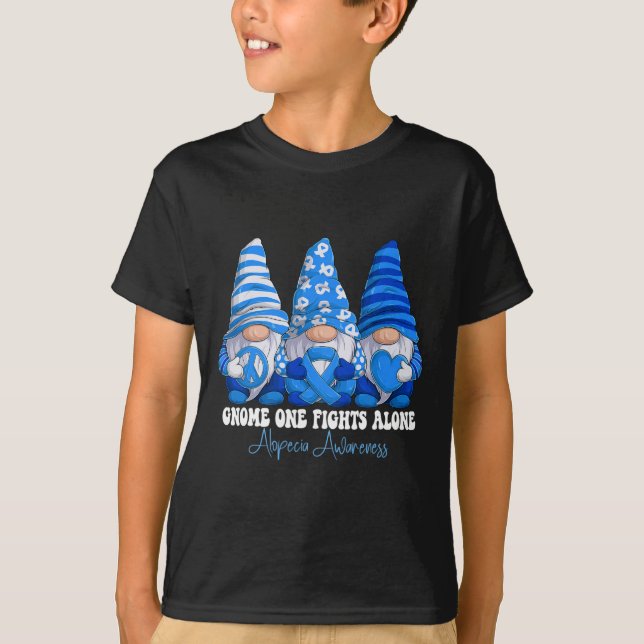 Alopezie Sensibilisierungsmonat Blauer Schleifen G T-Shirt (Vorderseite)