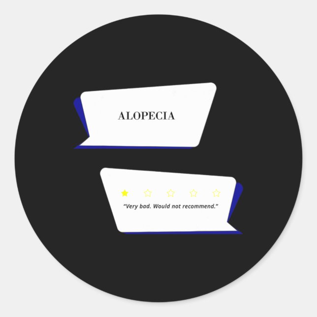 Alopezie Überprüfung Sehr schlecht. Das Zimmer war Runder Aufkleber (Vorderseite)